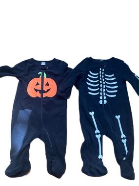 Joe Fresh Black Pumpkin & Skeleton One-Piece Footies 2 for $10, 3 for $12
